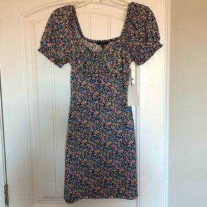 IRIS Puff Sleeve Floral Mini Dress